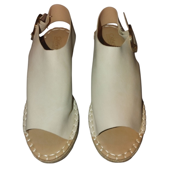 Women's Cream Leather Sandals, Size 7 No Box - Picture 1 of 7